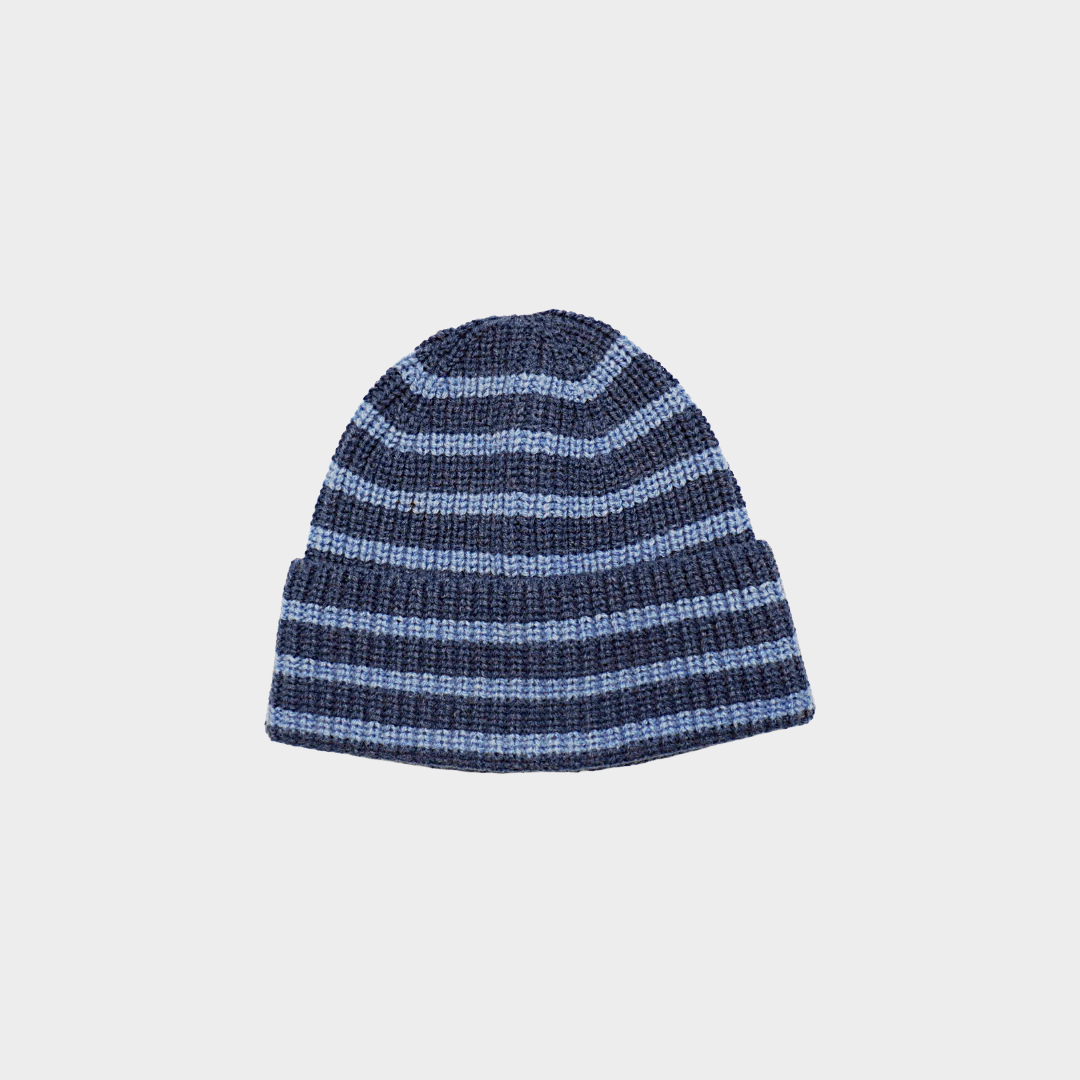 STRIPED BEANIE - SAPPHIRE/SKY BLUE