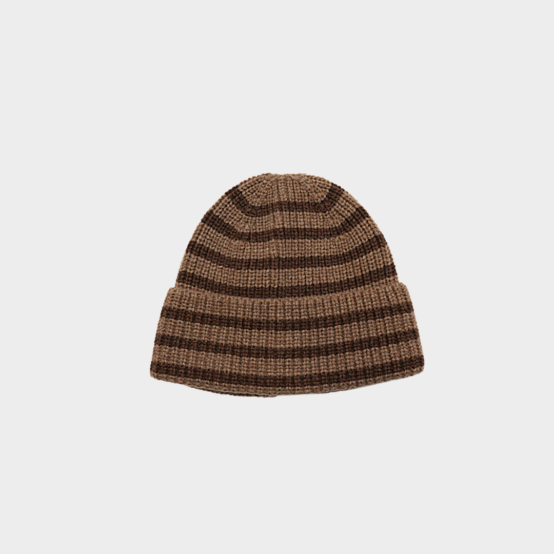 STRIPED BEANIE - ACORN/TOBACCO