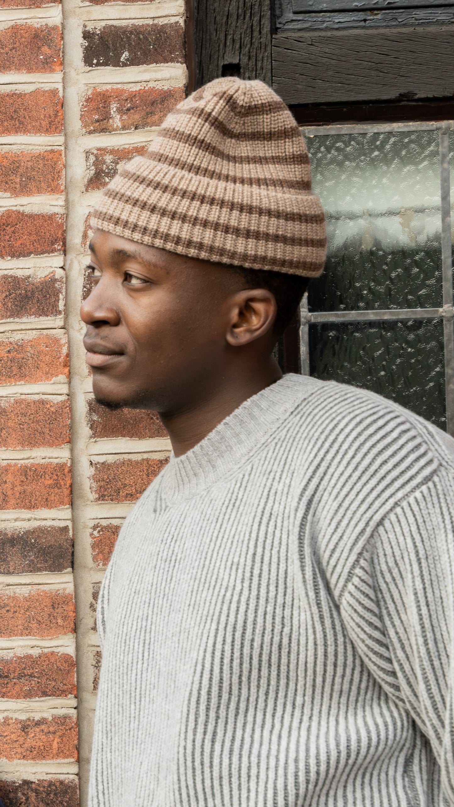 STRIPED BEANIE - ACORN/TOBACCO